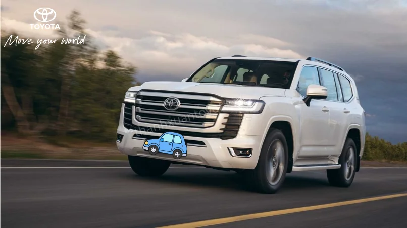 Land Cruiser LC300 đang di chuyển trên cao tốc Pháp Vân – Cầu Giẽ, minh họa khả năng vận hành ổn định và công nghệ an toàn