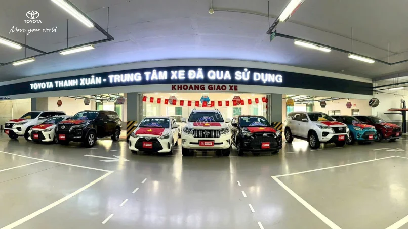 Showroom Toyota Thanh Xuân trưng bày nhiều mẫu Toyota cũ chính hãng