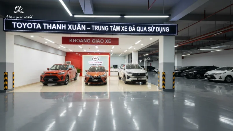 Khu vực trưng bày xe cũ chính hãng Toyota Sure uy tín tại Toyota Thanh Xuân