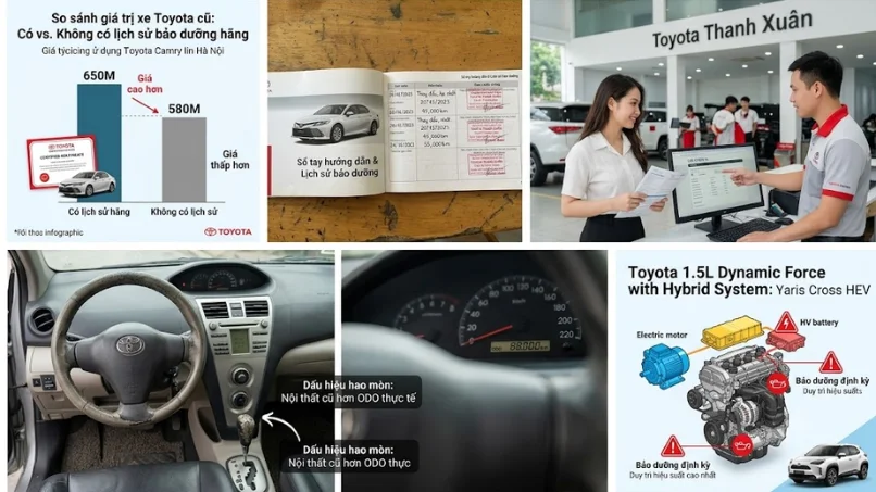 Nhận biết dấu hiệu hao mòn nội thất để kiểm tra lịch sử bảo dưỡng xe toyota tránh ODO giả